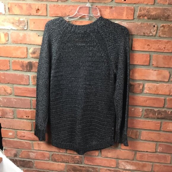 Calvin Klein NEW Loose Knit Crew Neck Sweater Cable Silver Charcoal Grey Tags L - Picture 3 of 16